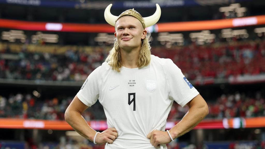Erling Haaland celebrates scoring for Norway at the 2026 World Cup