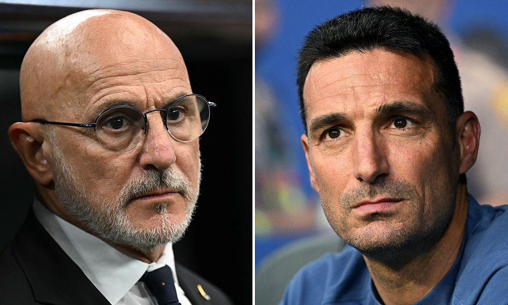 Spain and Argentina managers De la Fuente and Scaloni ahead of the 2026 World Cup final